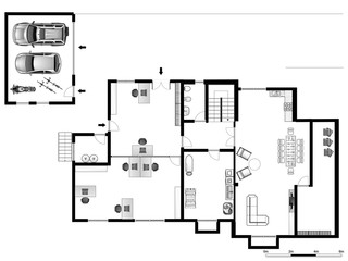 Naklejka na meble 2d floor plan. Black&white floor plan.