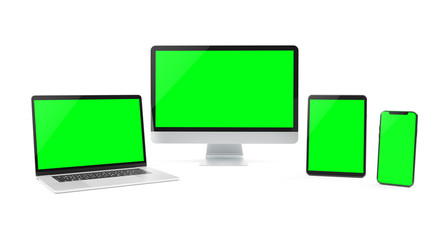 Wall Mural - modern devices isolated on white background 3d rendering