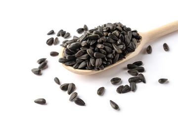 Wall Mural - Sunflower seeds isolated on white background.