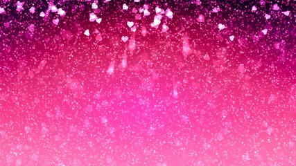 Wall Mural - White hearts appear on the bright pink shining background. Valentines Day holiday abstract loop animation.