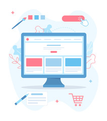 edit your website. administration panel. website builder concept. web development. flat vector illus