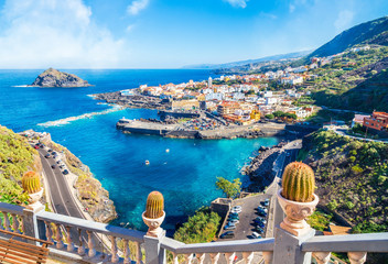 landscape with garachico town of tenerife, canary islands, spain