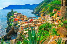 Vernazza Is A Small Town And Comune Located In The Province Of La Spezia, Liguria. One Of The Five Towns That Make Up The Cinque Terre Region. Fishing Villages On The Italian Riviera.