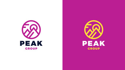 Wall Mural - Mountain Logotype template, positive and negative variant, corporate identity for brands, magenta product logo