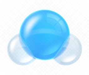 Wall Mural - molecule of water isolated on transparent background. realistic vector illustration