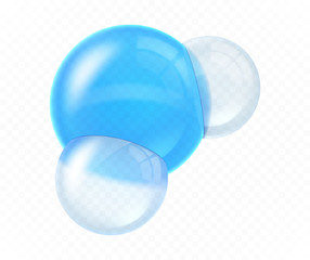 Wall Mural - molecule of water isolated on transparent background. realistic vector illustration