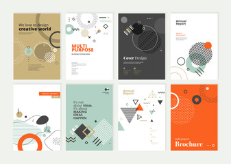Wall Mural - set of brochure, annual report, flyer design templates in a4 size. vector illustrations for business