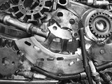 Fototapeta  - koła zębate silnika jako abstrakcyjne tło przemysłowe lub maszynowe, zestaw narzędzi