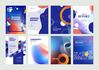 Wall Mural - set of brochure, annual report, flyer design templates in a4 size. vector illustrations for business