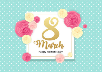 Canvas Print - Poster International Happy Women's Day 8 March Floral Greeting card Vector Illustration