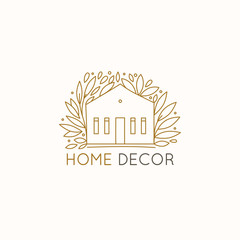 Wall Mural - Vector logo design template in simple linear style - home decor store