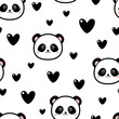 Cute panda pattern with hearts