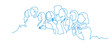 Group of people continuous one line vector drawing.