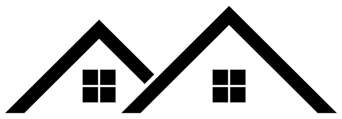 Sticker - Home real estate roof window icon vector, house logo 