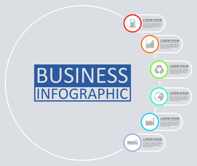 Poster - Infographic vector template for presentation, chart, diagram, graph, business, industry and technology concept with 6 options