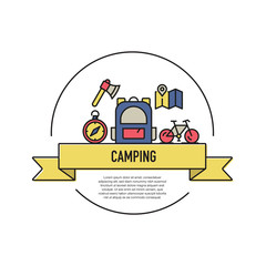 Sticker - CAMPING LINE ICON SET