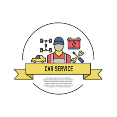 Poster - CAR SERVICE LINE ICON SET