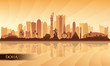 Doha city skyline silhouette background
