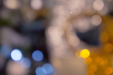 Wall Mural - bokeh night light , party in the night and Festival day, abstract bokeh blue and black color background
