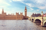 Fototapeta Big Ben - Big Ben, the Houses of Parliament and Westminster Bridge in London