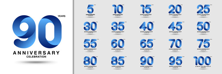 set of anniversary logotype. modern anniversary celebration icons. design for company profile, bookl