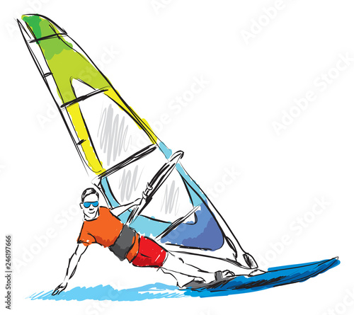 Dekoracja na wymiar  ilustracja-windsurfingu