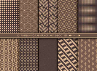 Abstract art deco pattern set background.