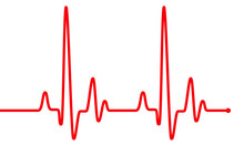 Red Heart Beat Pulse Graphic Line On White