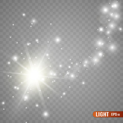 Wall Mural - blazing shooting star. star dust.white sparks glitter special light effect. vector sparkles on trans