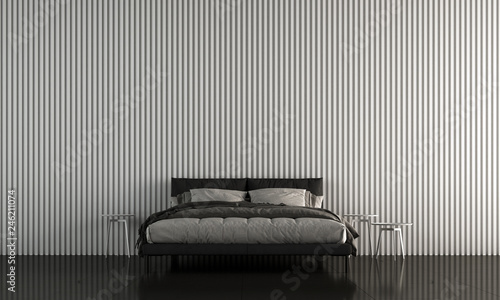 Minimal Bedroom Interior Design And White Wood Stripe