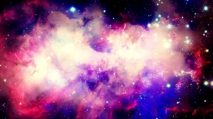 Wall Mural - flying through stellar nebulae and cosmic dust, clusters of cosmic gas and a constellations in deep 