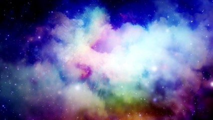 Wall Mural - flying through stellar nebulae and cosmic dust, clusters of cosmic gas and a constellations in deep 
