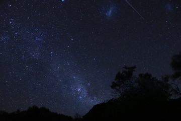Wall Mural - southern sky milky way, large and small magellanic cloud nebulae and a satellite