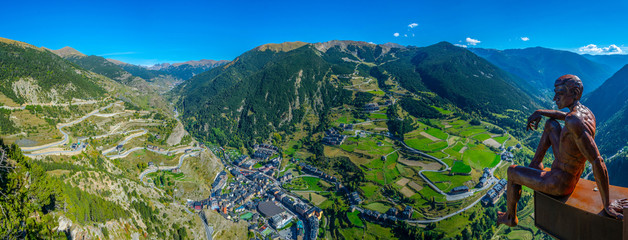 Statue of a boy at Roc del Quer viewpoint at Andorra