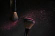 Makeup brush with glitter dust