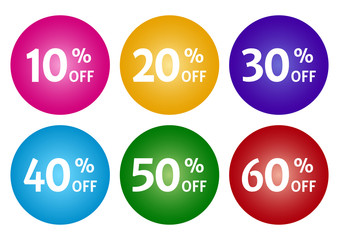 Wall Mural - Colorful set of advertising tag with different discount offers. Vector illustration