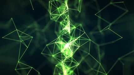 Canvas Print - Beautiful Abstract Growing Network Close-up Green Color in Cyberspace Seamless with DOF Blur. Looped 3d Animation of Futuristic Virtual Technology Concept. 4k Ultra HD 3840x2160