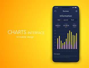 Mobile phone application for analytics. stock vector