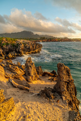 Wall Mural - Strange rock formation on a bluff by the ocean, Poipu, Koloa, Kauai, Hawaii