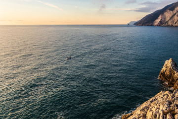 Seascape at sunset in Liguria, Italy (Cinque Terre)