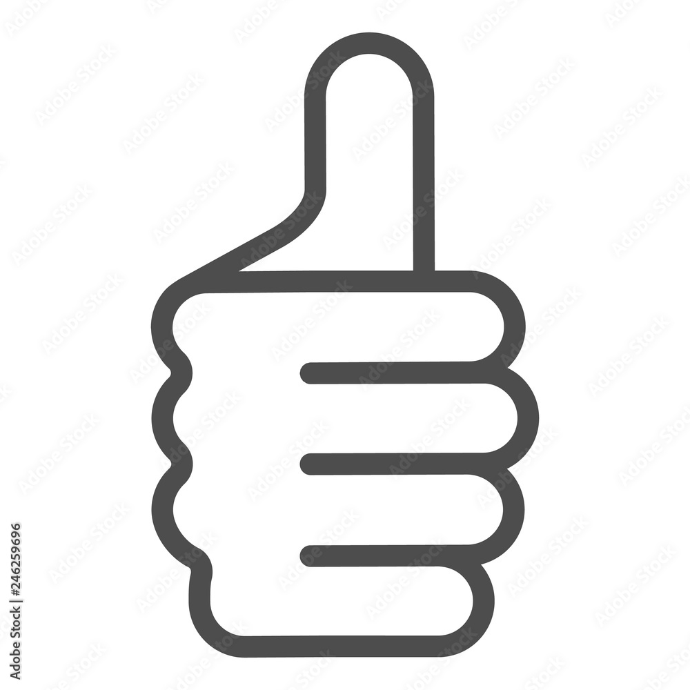 Thumb up gesture line icon. Like vector illustration isolated on white. Ok hand gesture outline style design, designed for web and app. Eps 10. - obrazy, fototapety, plakaty 