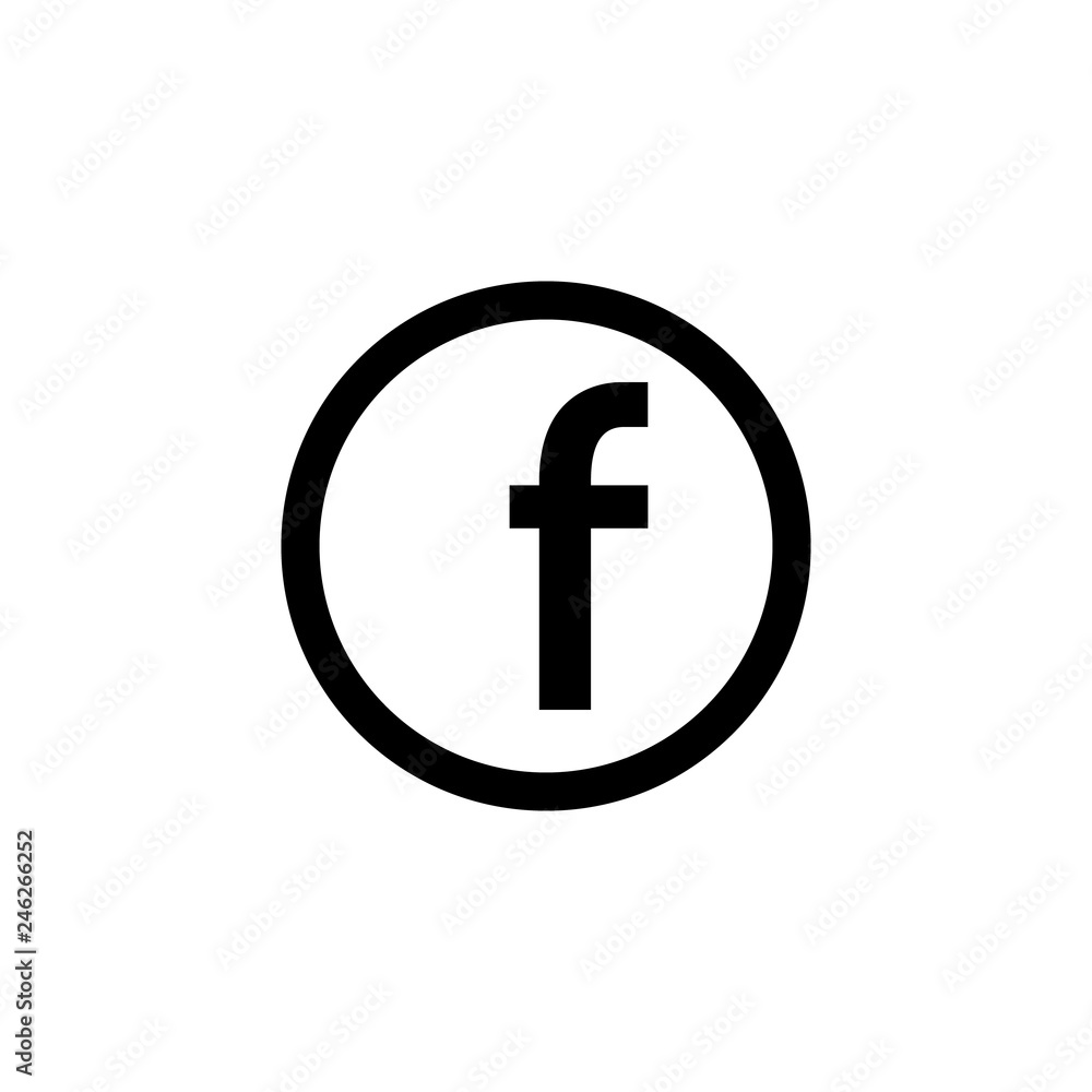 Letter F. Flat outline web icon. facebook social network logo. Vector  symbol EPS10 - obrazy, fototapety, plakaty 