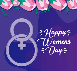 Wall Mural - happy women day card with female gender sign