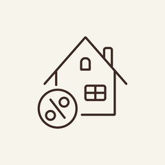 Wall Mural - House with percent tag line icon. Cottage on sale on white background. Vector illustration can be used for topics like searching, house buying