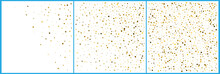 Gold Polka Dot Confetti Celebrations. Simple Festive Modern Design. Holiday Vector. Set 3 In 1