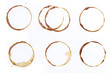 set of tee or coffee cup rings isolated on a white background.