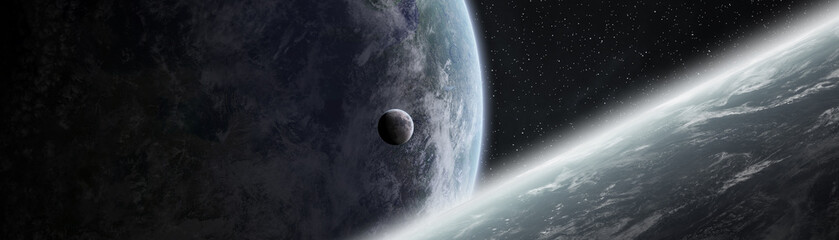 panoramic view of planets in distant solar system 3d rendering elements of this image furnished by n