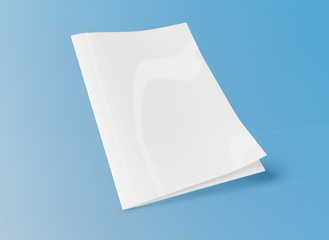Wall Mural - isolated white magazine cover mockup on blue 3d rendering