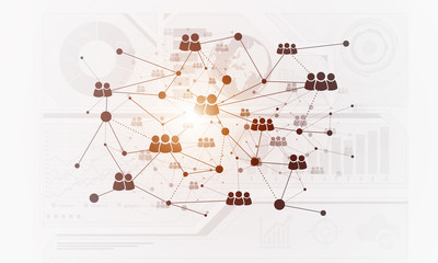 Wall Mural - lines and dots as networking idea drawn on white background
