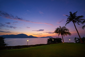 Wall Mural - Sunset on seaside in Pangkor island. Beautiful travel destination for summer vacation.